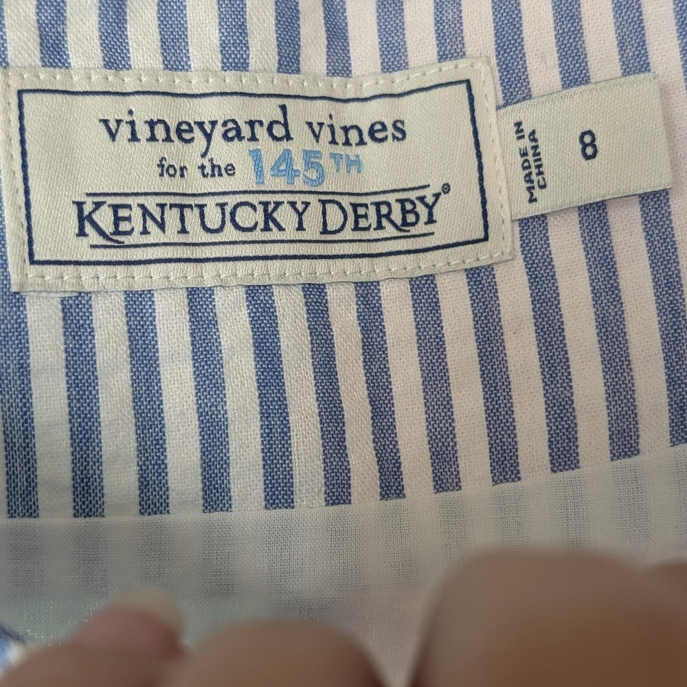 Vineyard Vines 145th Anniversary Kentucky Derby Blue and White Striped Dress - Picture 5 of 10